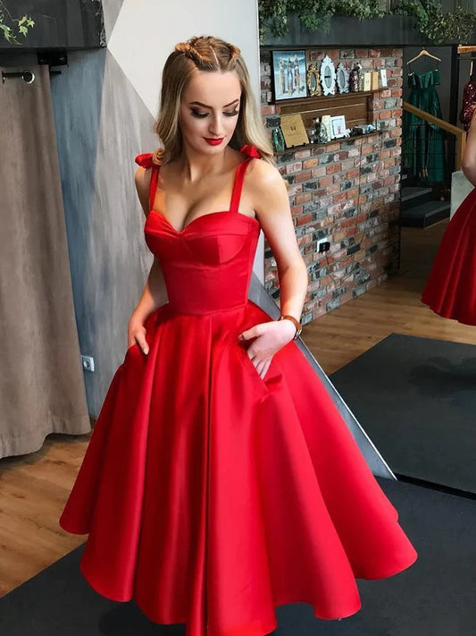 Formal Dresses Red Popular Sweetheart Tea-Length Homecoming Dress/ Prom Dresses Store