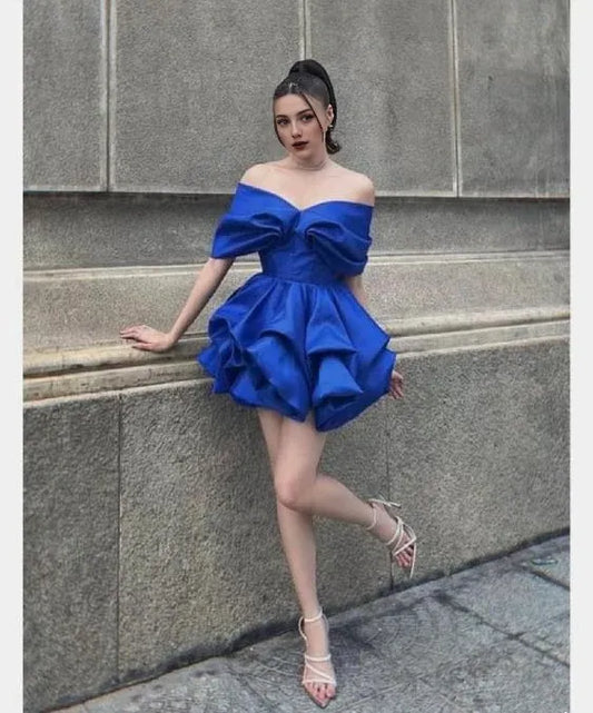 Formal Dresses Unique Blue Off The Shoulder A-line Homecoming Dresses/ Prom Dresses Store