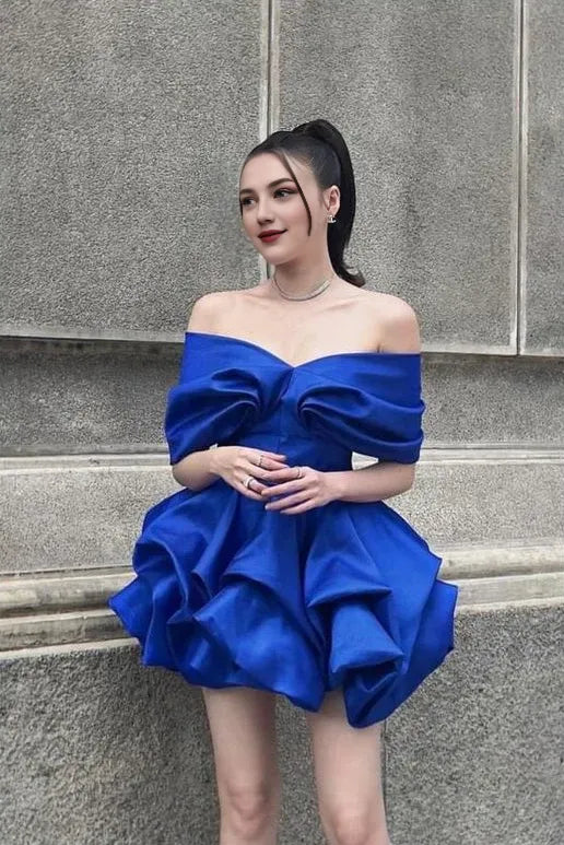 Formal Dresses Unique Blue Off The Shoulder A-line Homecoming Dresses/ Prom Dresses Store