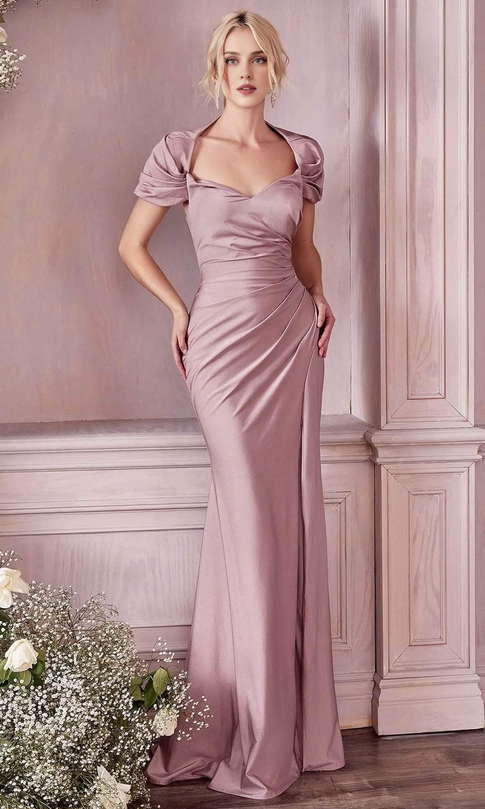 Formal Burgundy Dresses Any Special Occasion Cap Sleeve Shawl Evening Dress Floor-Length With Side Slit Prom Dress / Formal Wear Dresses