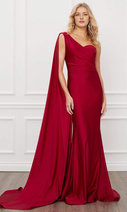 Formal Wear Dresses/ Asymmetric Neck Sleeveless One Shoulder Trumpet Prom Dress/ Evening Dresses For Women