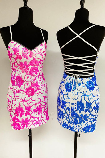 Formal Wear Dresses/Cute Bodycon V Neck Hot Pink Sequins Homecoming Dresses/Prom Dress Stores