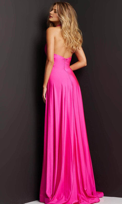 Formal Wear Dresses Off Shoulder Plunging V Neck Halter Floor Length Prom Dress with Slit / Prom Dress In Store