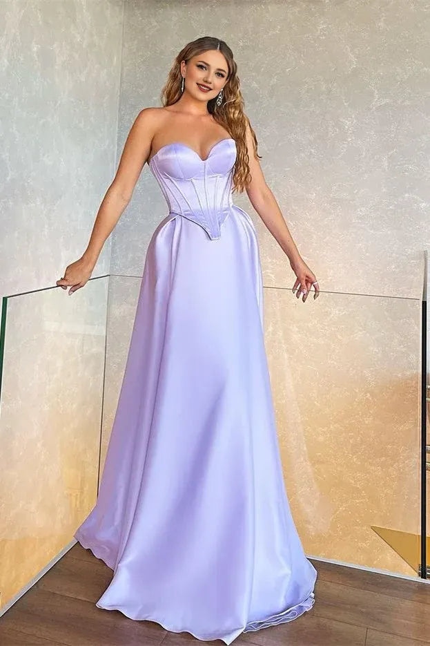 Formal Women's Dresses Glamorous Sweetheart Lilac Long Evening Dress Sleeveless Prom Dress / Prom Dress In Store