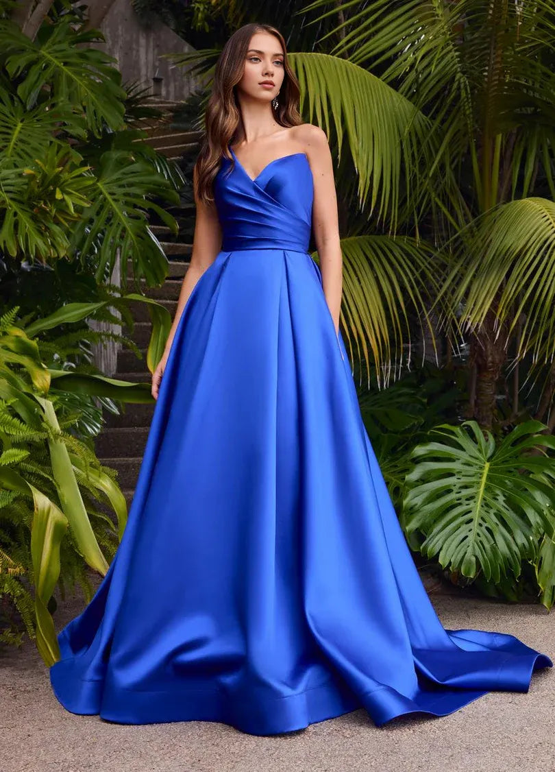 Formal Women's Dresses Royal Blue Simple Spaghetti Straps Ballgown Floor Length A-line Stores With Prom Dresses Sleeveless