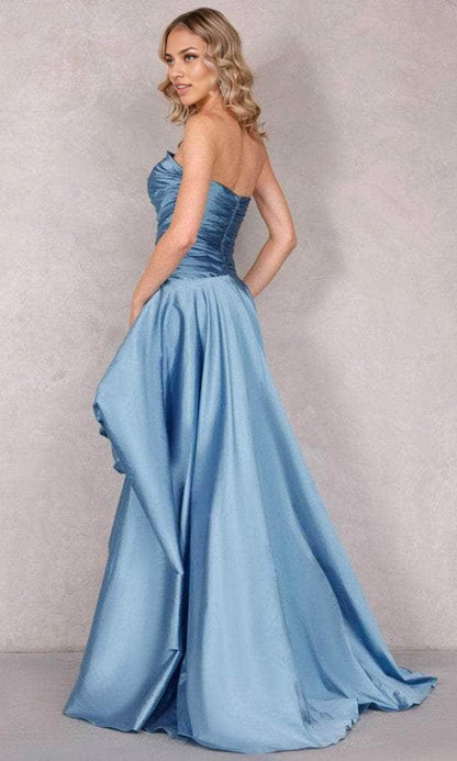 Formal Women's Dresses Strapless Ruffle A-Line Evening Gown Floor Length Prom Dress  Stores With Prom Dresses