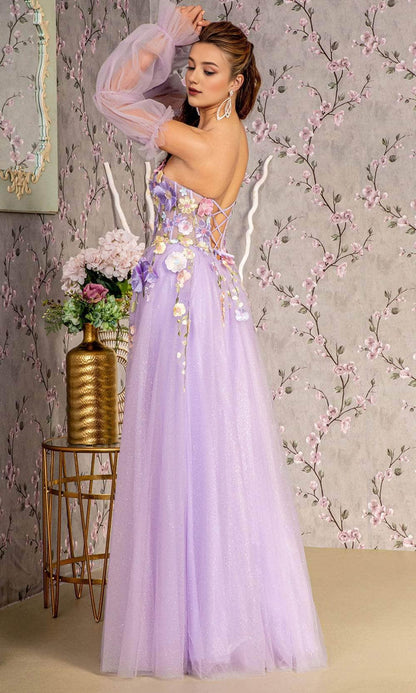 Formal Women's Dresses Sweetheart 3D Floral Embellished Prom Gown Corset A-line Tulle Sleeves Floor Length With Slit Prom Dress Prom Dresses Stores