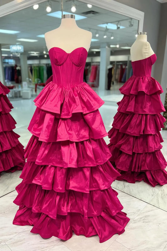 Formal Women's Dresses Sweetheart Fuchsia Ruffles A-line Formal Dress Prom Dress Prom Dress In Store