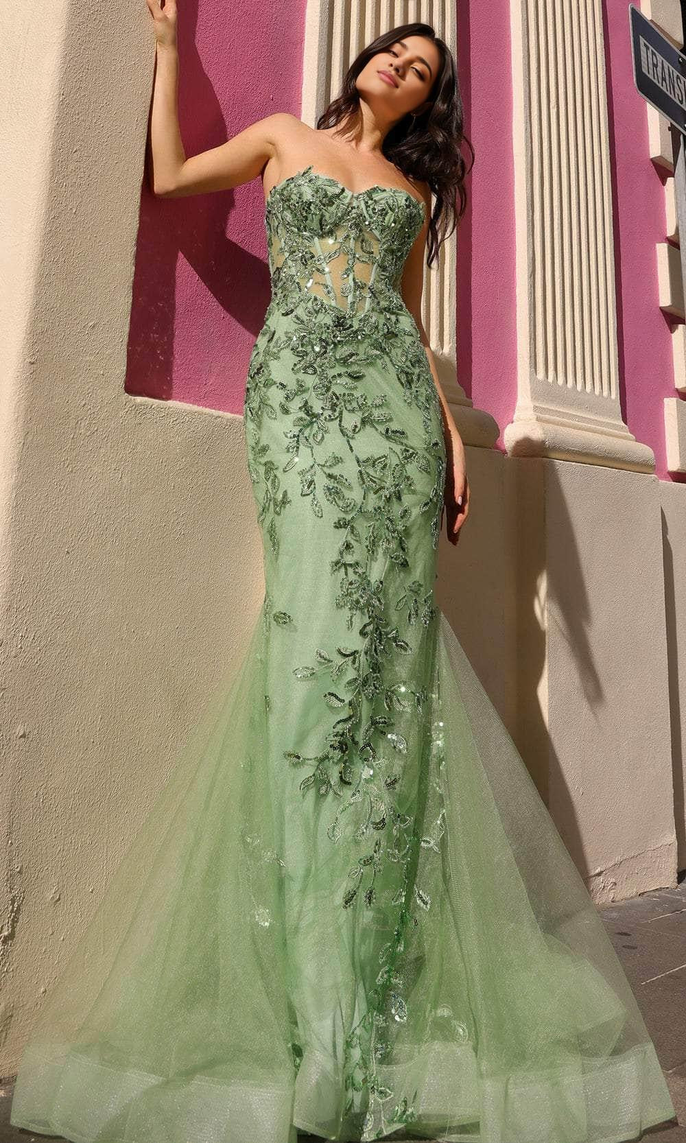 Formal women's dresses Tulle Strapless Mermaid Embroidery Mermaid Long Evening Prom Dress With Applique prom dresses stores