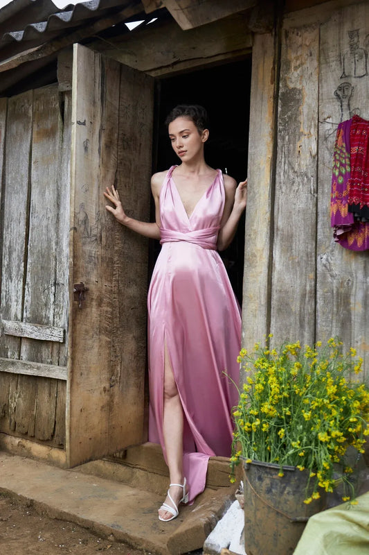 Multi Styles Deep V Neck Floor Length Sleeveless Bridesmaid Dress Prom Dress