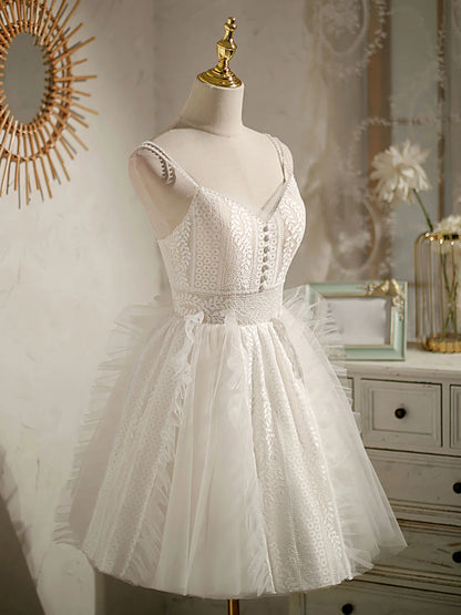 ivory lace homecoming dress