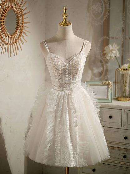 ivory lace homecoming dress