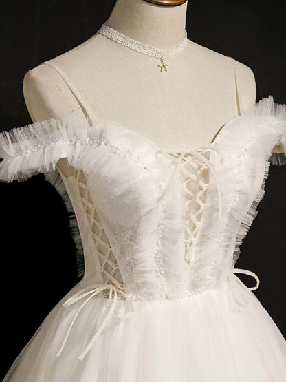 Cute White Puffy Beading Homecoming Dresses