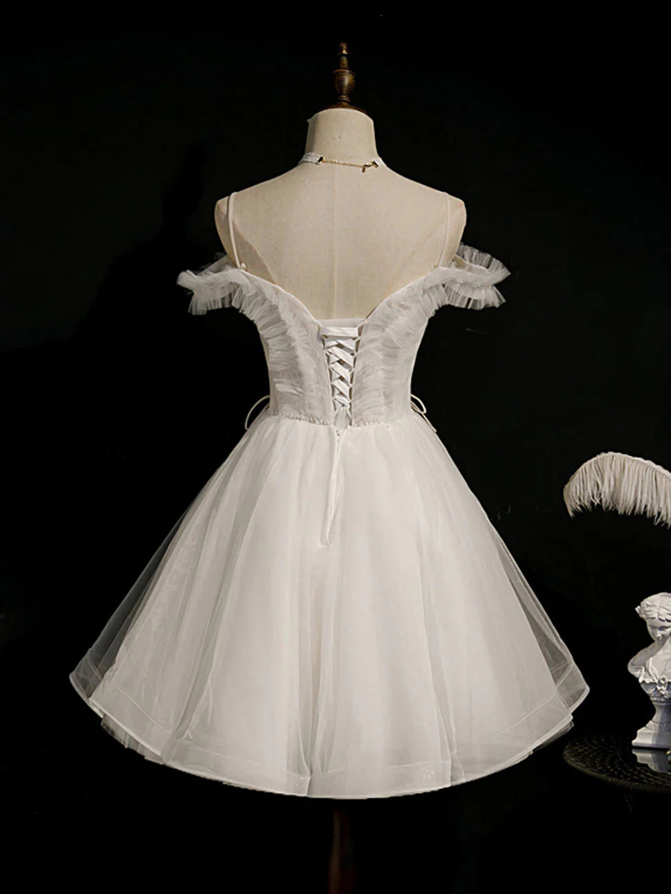 Cute White Puffy Beading Homecoming Dresses