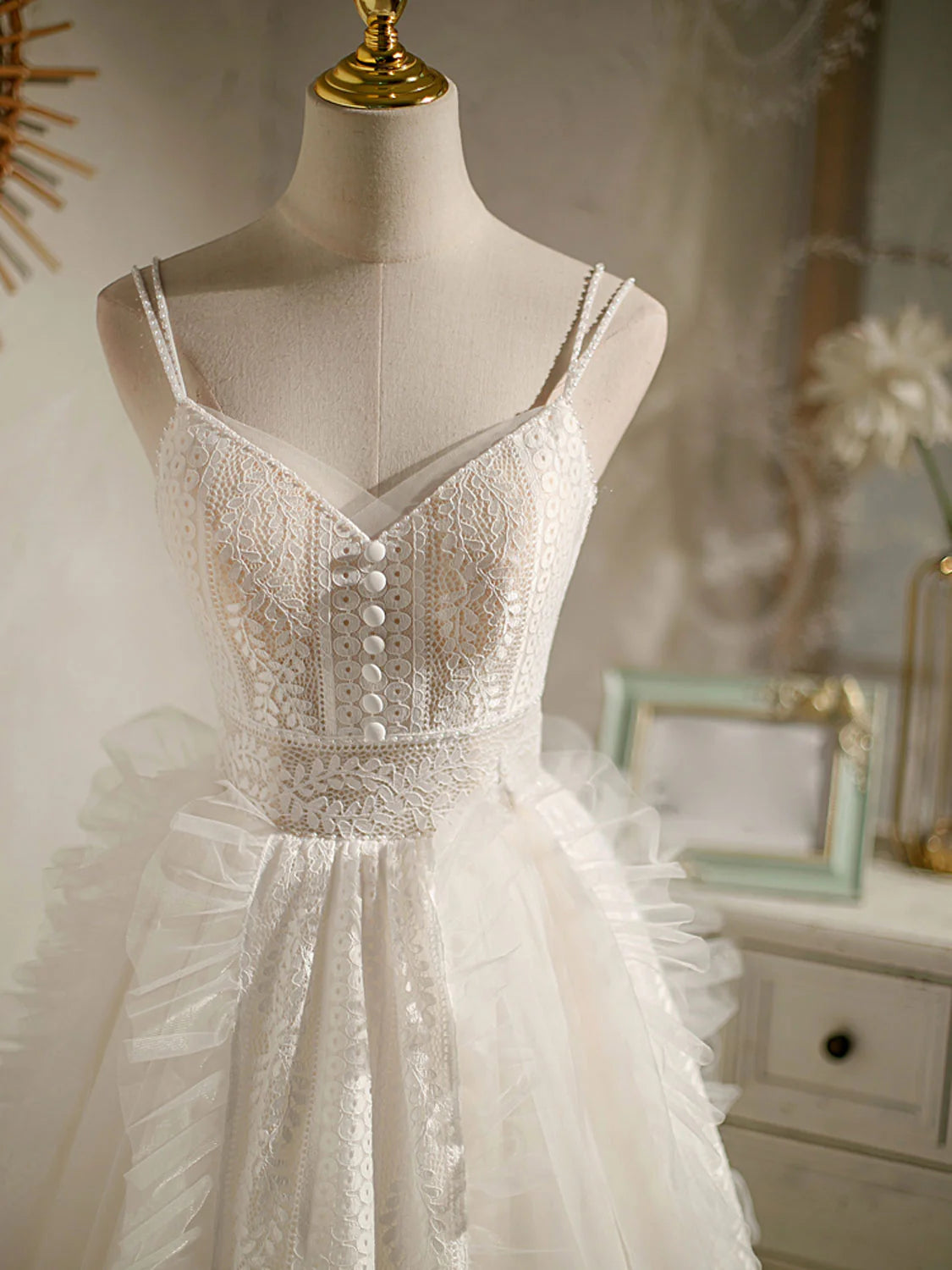 ivory lace homecoming dress