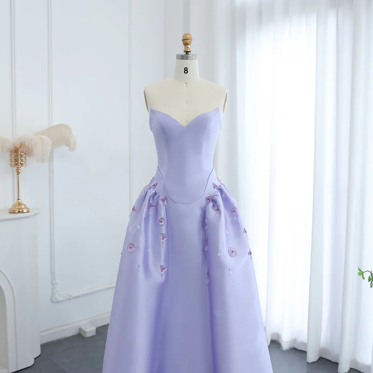 Off-the-Shoulder Pearls Evening Dress A-Line Elegant Sweetheart Women Party Prom Formal Dresses