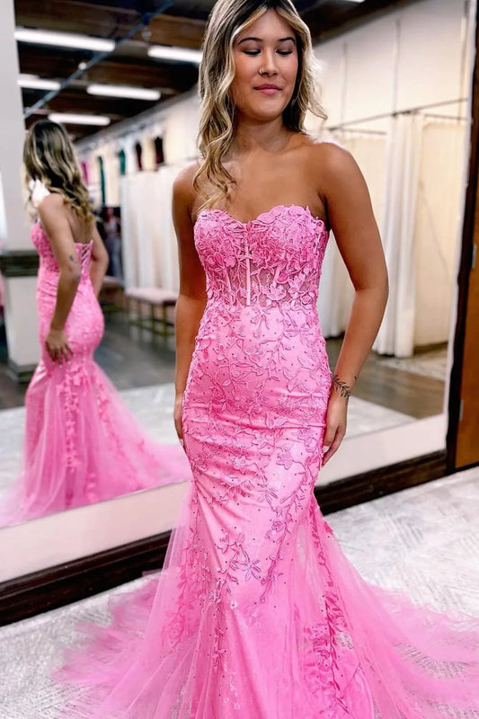 Off-the-Shoulder Sweetheart Neck Mermaid Prom Dress With Appliques