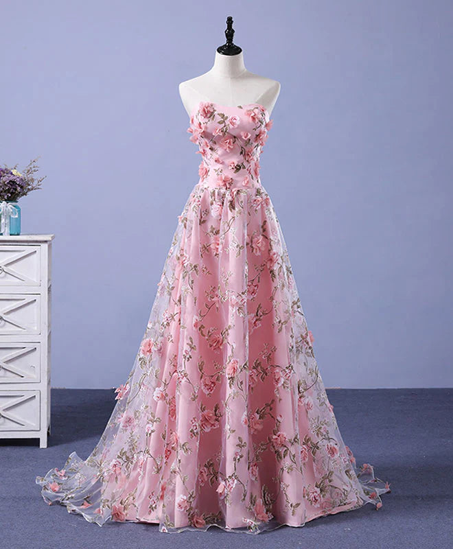 Off-the-Shoulder Tulle 3D Flowers Long Prom Dress