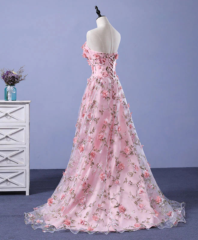 Off-the-Shoulder Tulle 3D Flowers Long Prom Dress