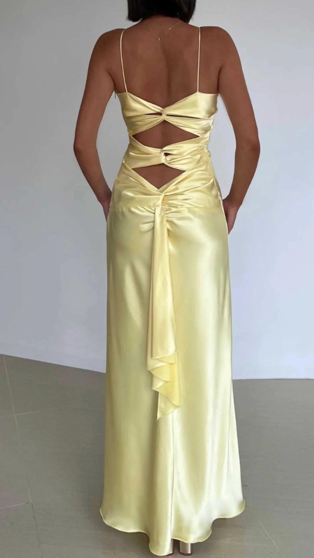 V Neck Sheath Long Prom Dress With Open Back