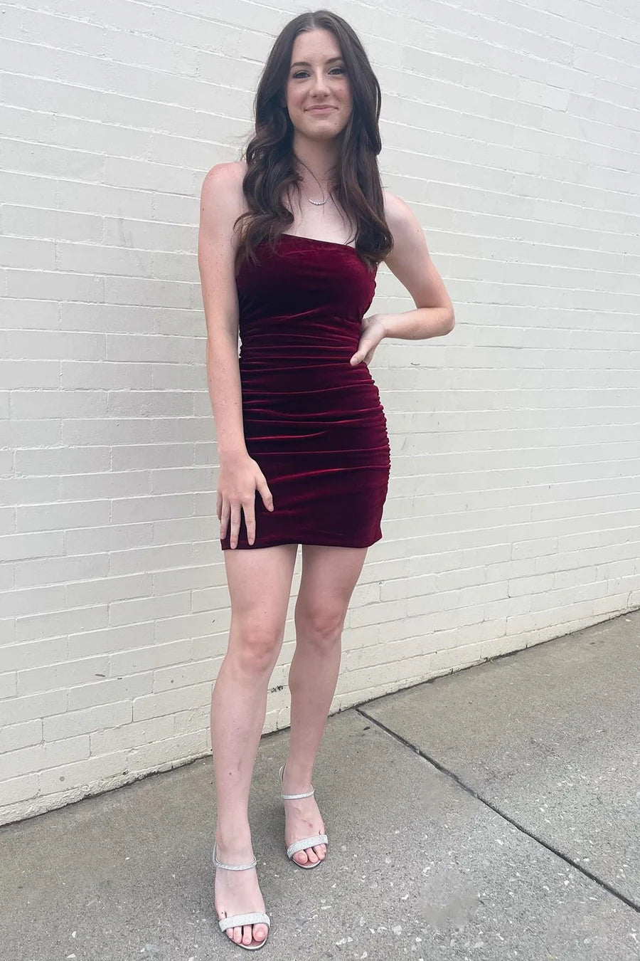 Velvet Strapless Short Homecoming Dress