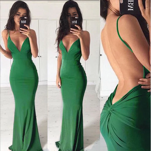 Deep V Neck Mermaid Prom Dress