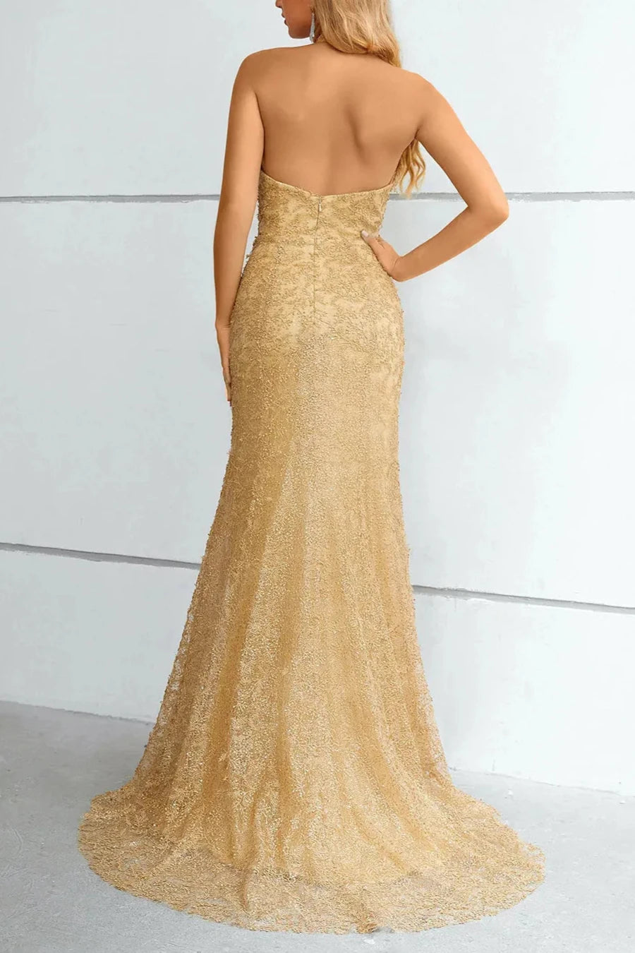 Xuewuba Formal Wear Dresses Golden Halter Neck Mermaid Prom Dress Prom Dresses Stores