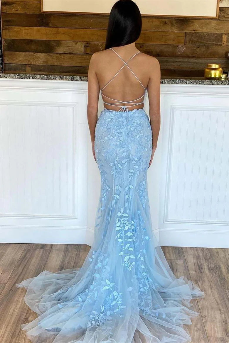 Two Piece Mermaid Applique Prom Dress