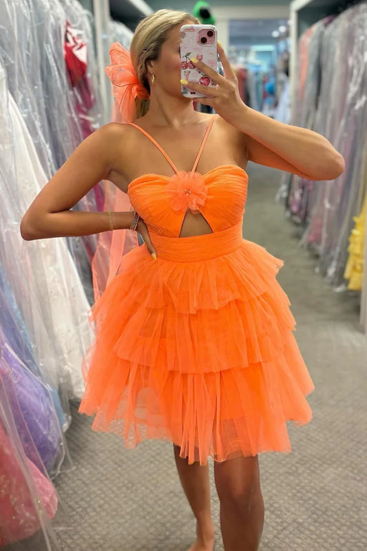 Cutout Ruffle Tiered Homecoming Dress