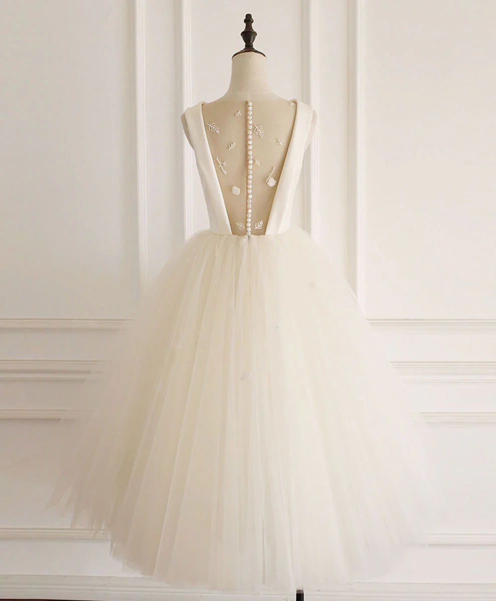 Off-the-Shoulder Tulle Short Backless Homecoming Dress ﻿