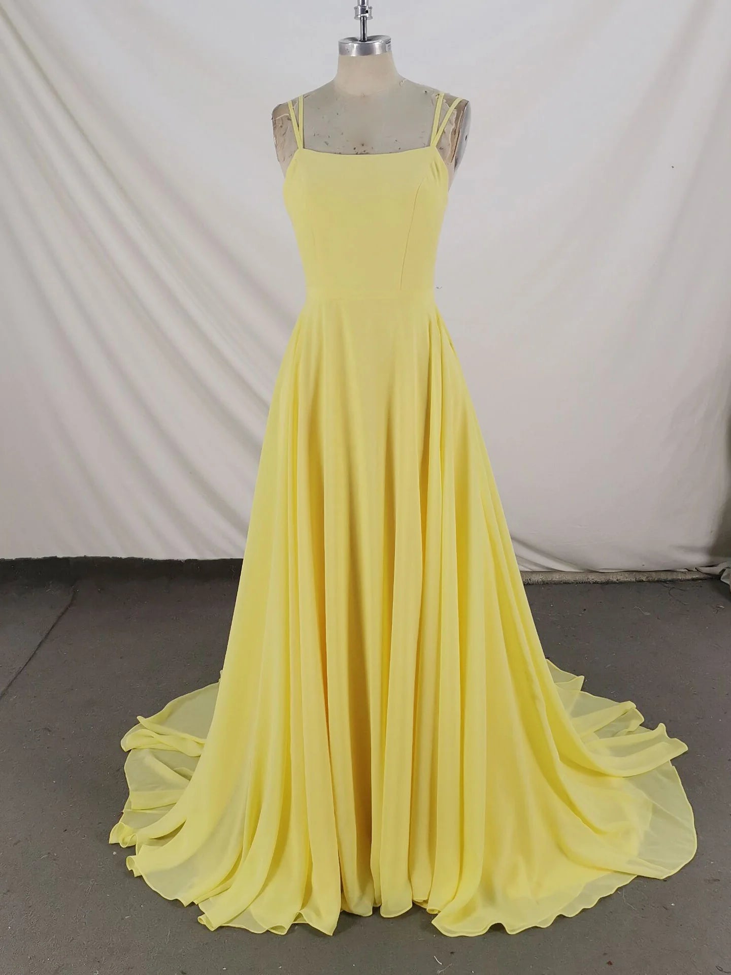 Simple Backless Chiffon Long Homecoming Dresses