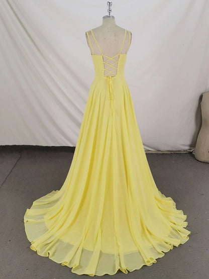 Simple Backless Chiffon Long Homecoming Dresses