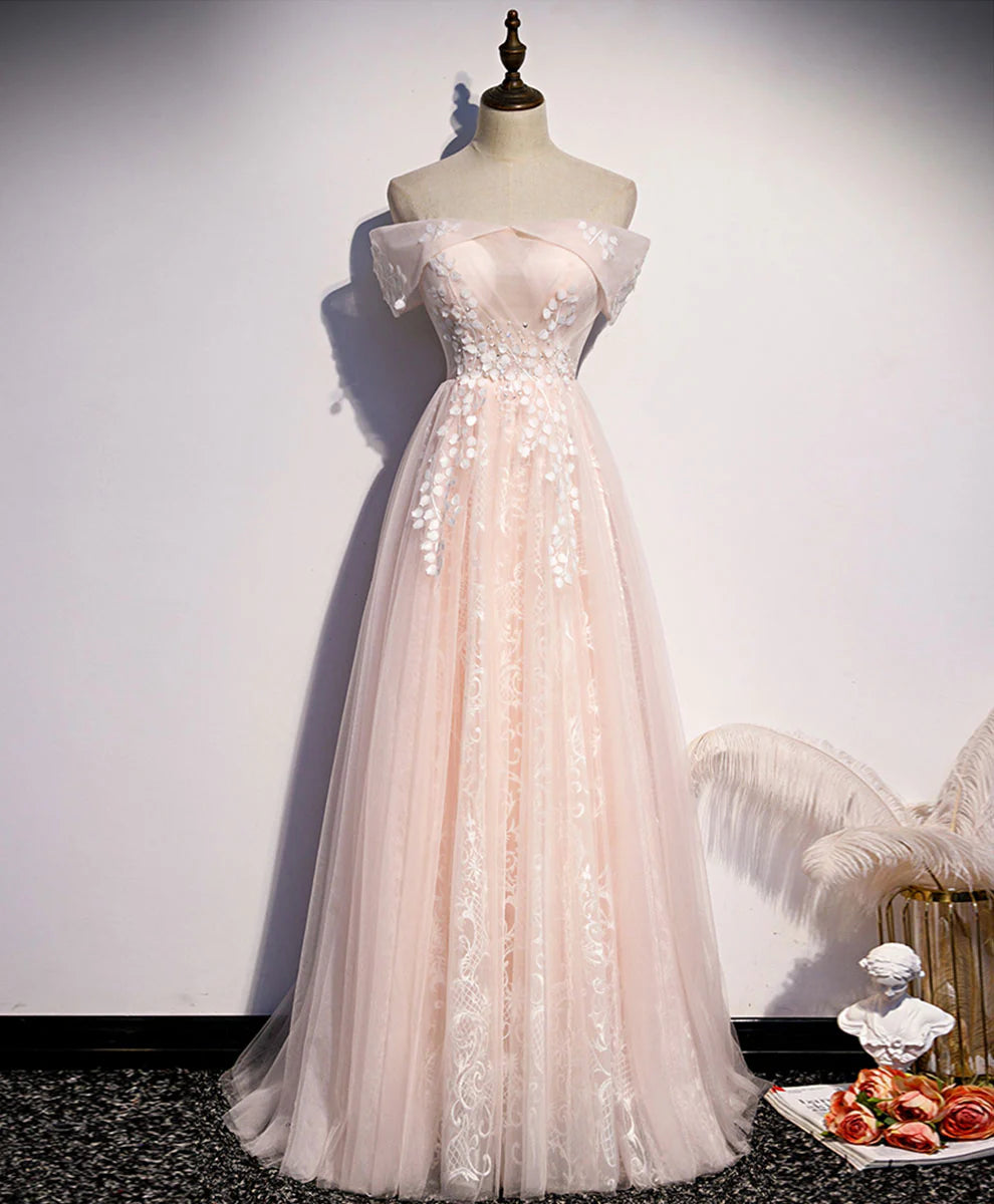 Off-the-Shoulder Tulle Lace Long Prom Dress