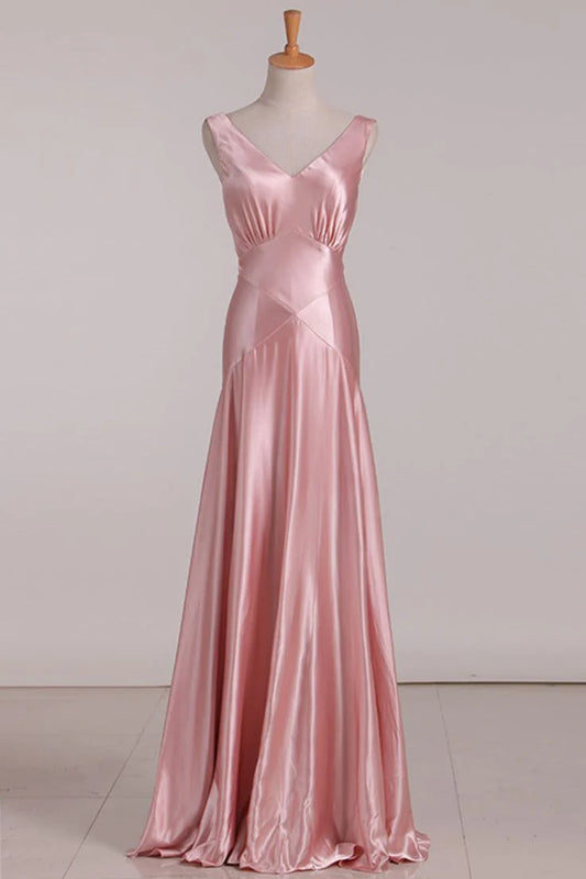 V-Neck Tie Back Mermaid Bridesmaid Prom Dress