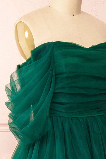 A-Line Tiered Tulle Off-the-Shoulder Prom Dress