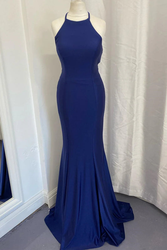 Halter Backless Mermaid Long Prom Dress