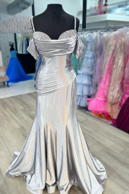 Ruching Mermaid Prom Dress with Rhinestones