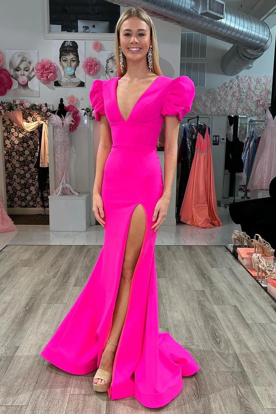 Deep V Cutout Back Mermaid Prom Dress