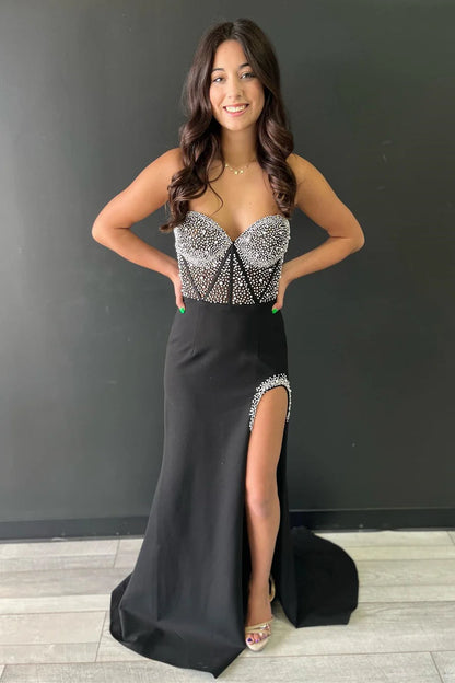 Beaded Sweetheart Prom Dress with Slit