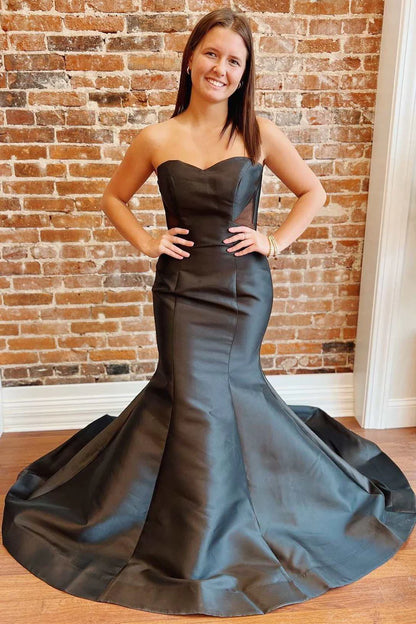 Strapless Prom Dress with Puff Sleeves