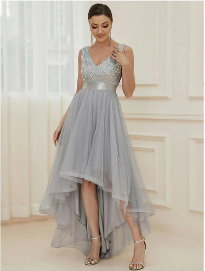 A-Line Bridesmaid Dress Sleevelesst Asymmetrical Sequined