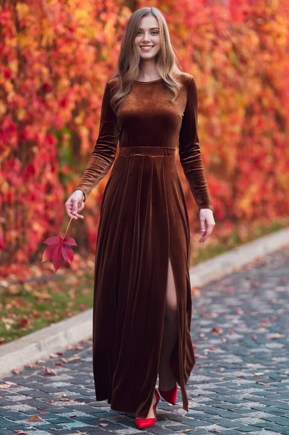 Rust Velvet Long Dress Bridesmaid Velvet Dress Wedding Dress Velvet Bridesmaid Dress New Year Dress Maxi Dress Evening Prom Dress