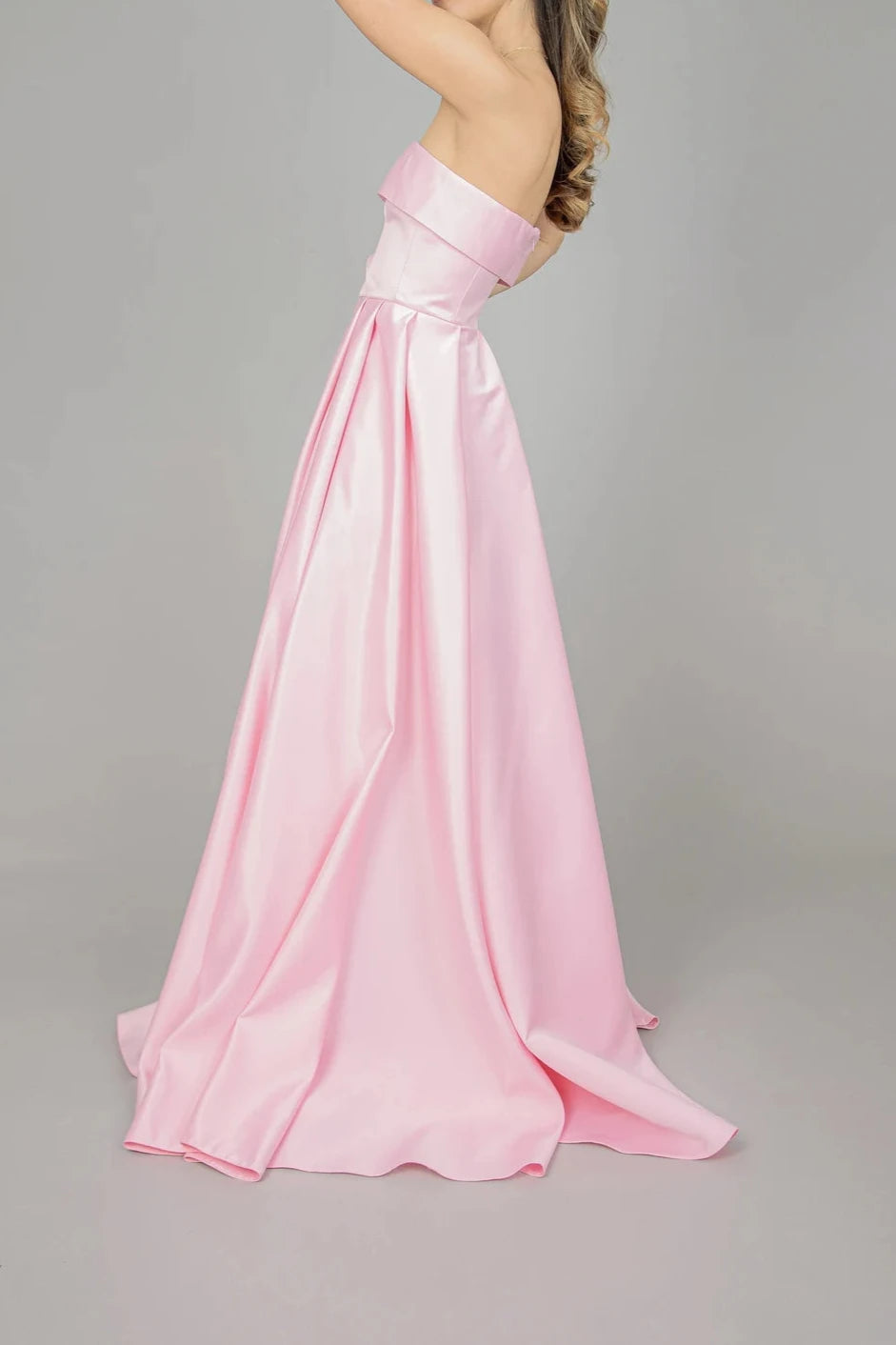 Satin Off-the-Shoulder A-line Sleeveless Floor Length Prom Party Cocktail Dress With Slit