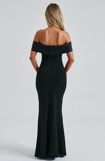 Women's Dresses Backless Strapless Maxi Dress Solid Black Off-shoulder Sleeveless With Bow Bodycon Club Party Long Prom Dress Elegant