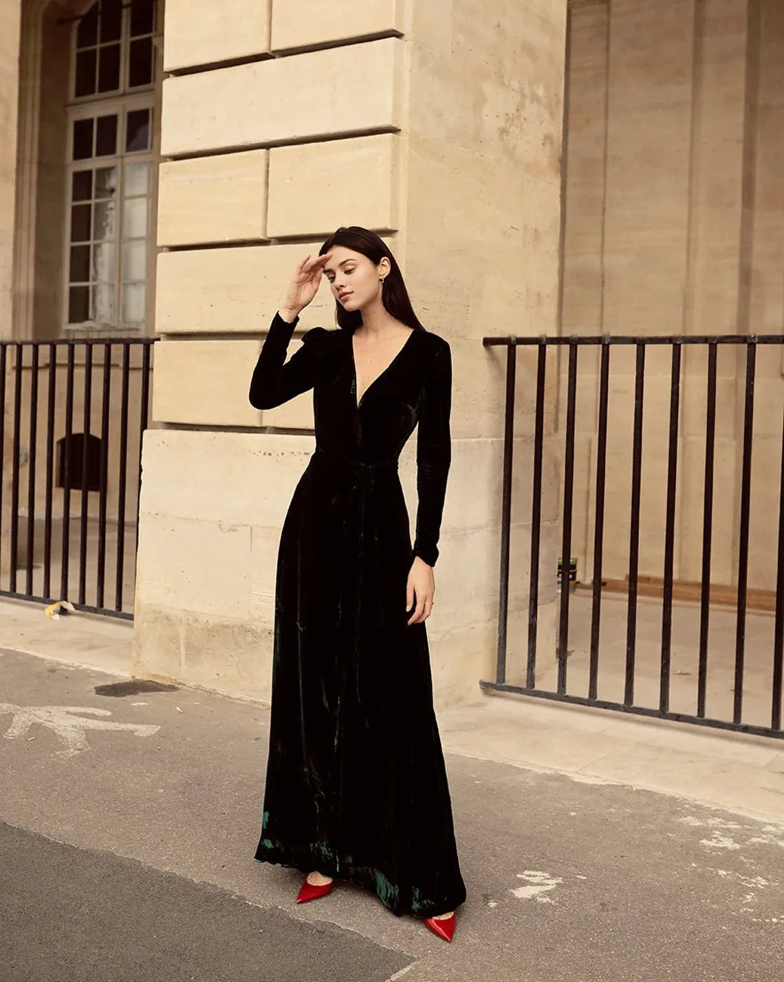 Wedding Guest Dress Formal Dresses Velvet Women Evening Ball Gown Velvet Dress Long Sleeve Bridesmaid Dress Wrap Prom Dress