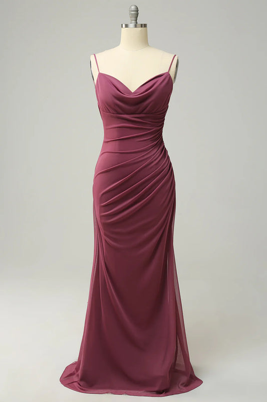 Spaghetti Straps Opne Back Plus Size Bridesmaid Dress