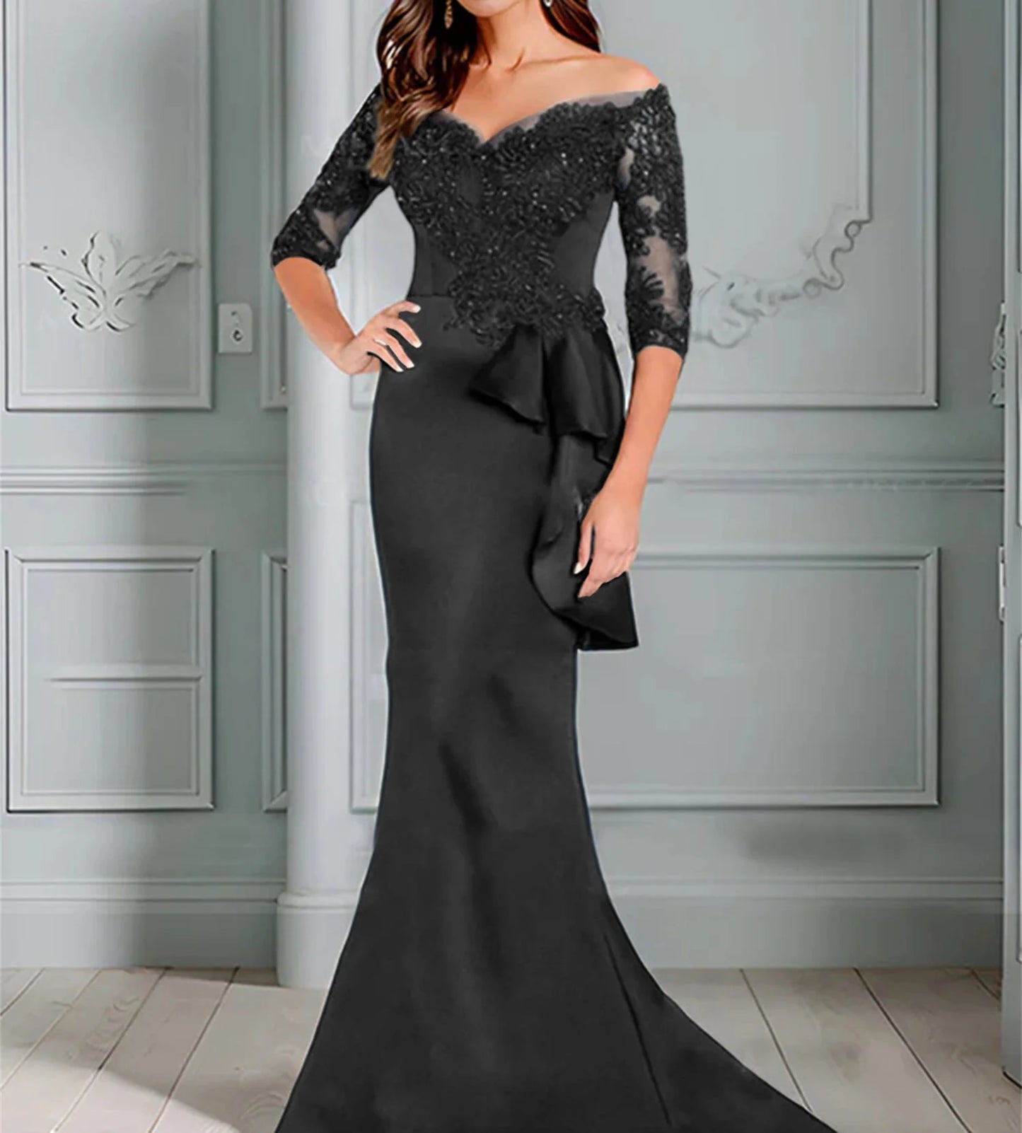 Trumpet/Mermaid Off-The-Shoulder Mother Of The Bride Dresses With Applique