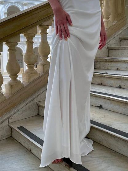 Trumpet Halter Floor-Length Wedding Dress