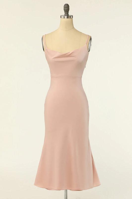 Sheath Spaghetti Straps Bridesmaid Dress