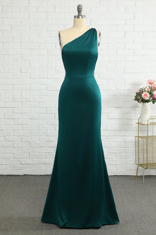 Mermaid One Shoulder Long Bridesmaid Dress